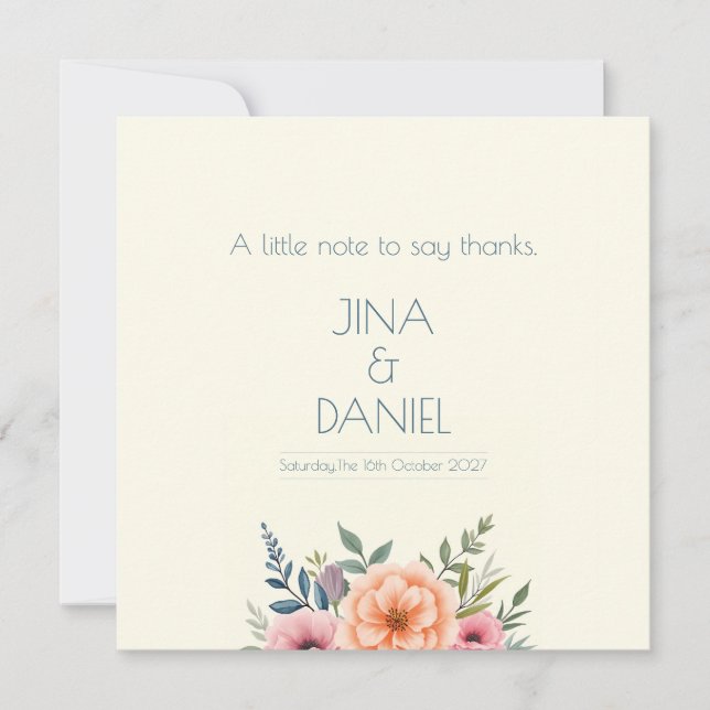 Cartão De Agradecimento Sonho de Pêssego e Pétala (Frente)