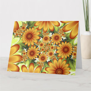 Cartão De Agradecimento Sonho Floral, Arte Fractal de Flor Abstrata Modern