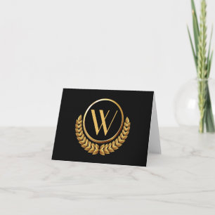 Cartão De Agradecimento Sophisticated Gold and Black Notecard Stationery