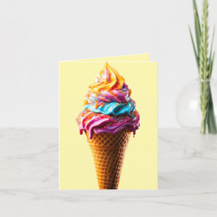 Cartão De Agradecimento Sorvete Colorido Cone