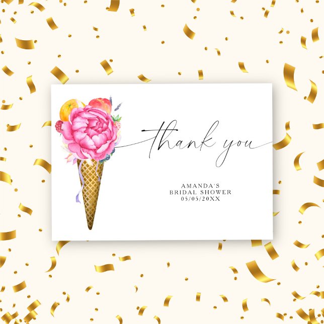 Cartão De Agradecimento Sorvete de Aquarela - obrigado chá de panela (Criador carregado)