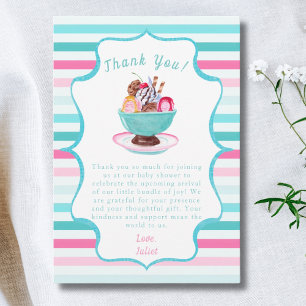 Cartão De Agradecimento Sorvete de Aquarela Sundae Baby Shower