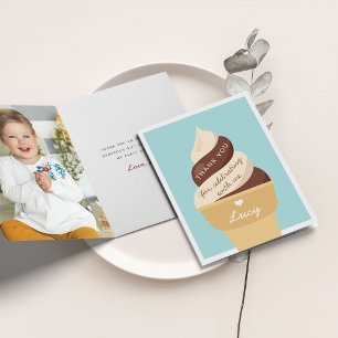 Cartão De Agradecimento Sorvete de Chocolate e Baunilha Remoinho Aniversár