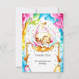 Cartão De Agradecimento Sorvete Personalizado Sweet Magic de Aniversário