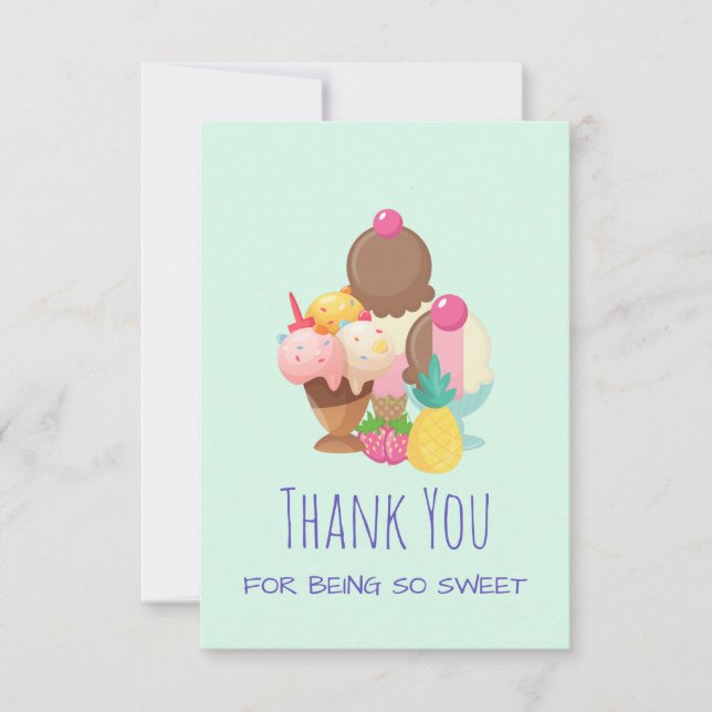 Cartão De Agradecimento Sorvete Scoops com Sprinkles Obrigado (Frente)