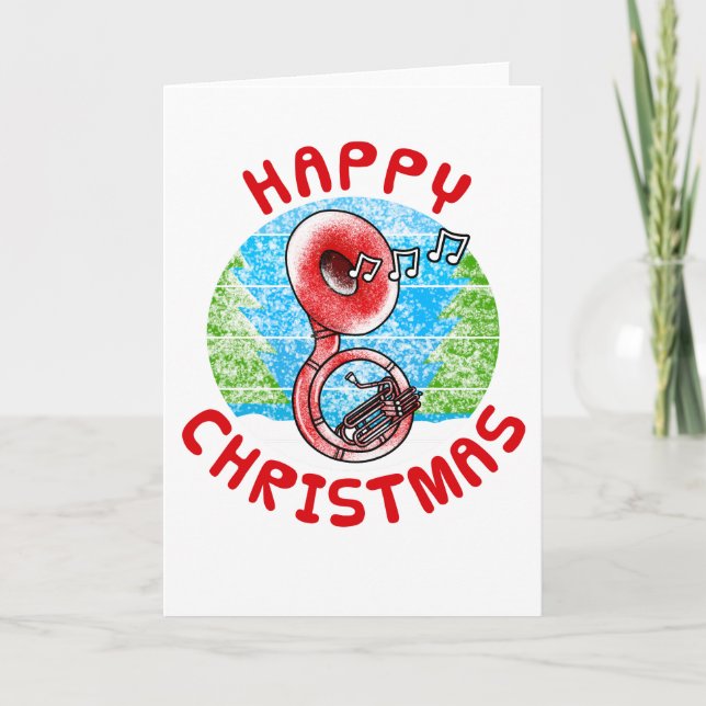 Cartão De Agradecimento Sousaphone Christmas Card Brass Musical (Frente)