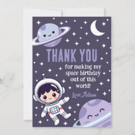 Cartão De Agradecimento Space Astronaut | Outer Space Galaxy Planets Stars