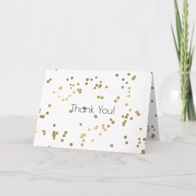 Cartão De Agradecimento Sparkle Dourado Confetti Obrigado (Frente)