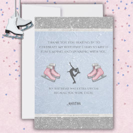 Cartão De Agradecimento Sparkly Silver Glitter Ice Skating Birthday