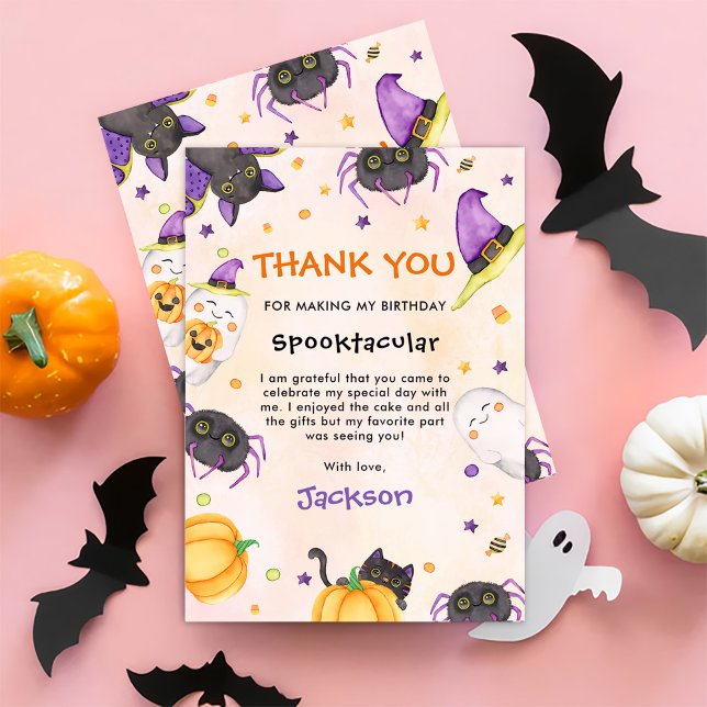 Cartão De Agradecimento Spooktacular de aniversário de Halloween (Criador carregado)