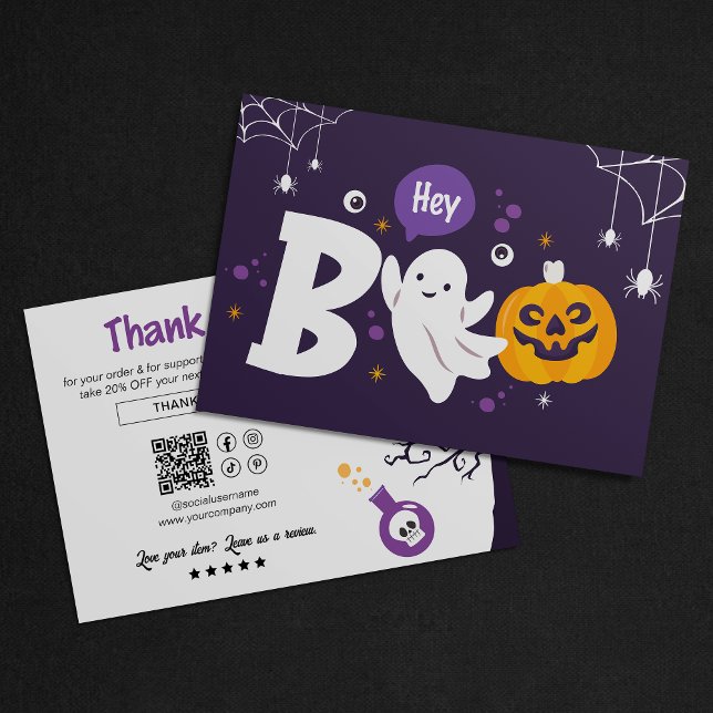 Cartão De Agradecimento Spooky Ghost Halloween Pequenas Empresas Obrigado (Criador carregado)