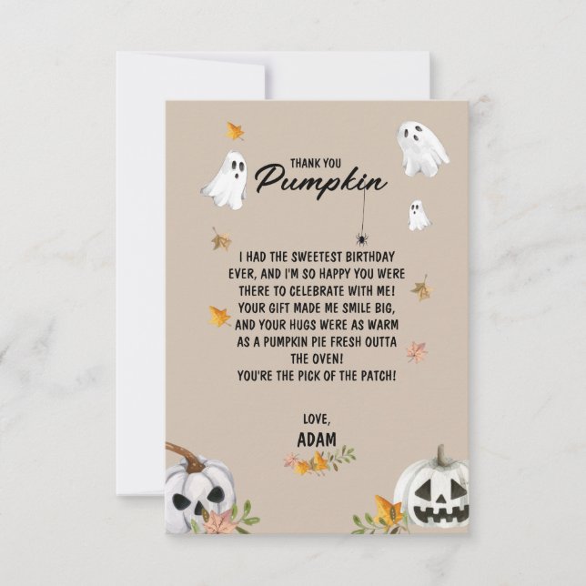 Cartão De Agradecimento Spooky Little Pumpkin Birthday  (Frente)