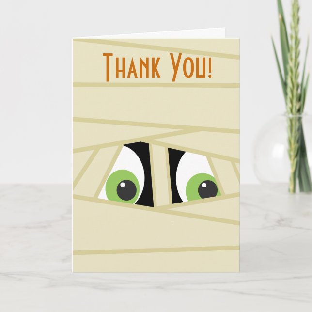 Cartão De Agradecimento Spooky Mummy Head Halloween Thank You Card (Frente)