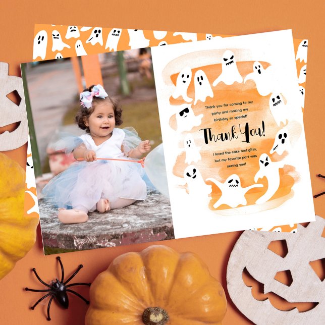 Cartão De Agradecimento Spooky One First Halloween Festa de aniversário (Spooky One First Halloween Birthday Party Thank You Card)
