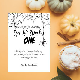 Cartão De Agradecimento Spooky One | Halloween 1º Aniversário | Spooky P+B