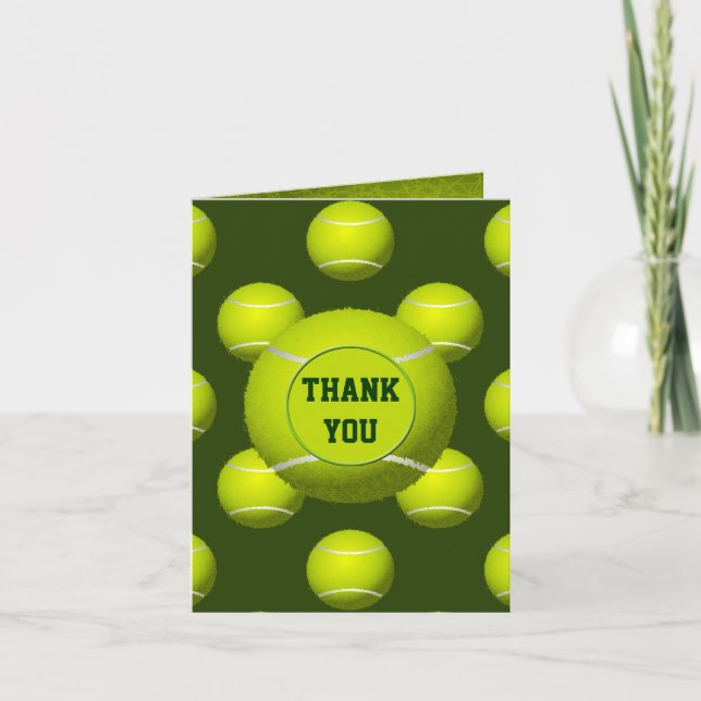 Cartão De Agradecimento Sports Party Tennis theme Personalized Thank You (Frente)