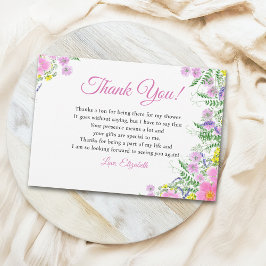 Cartão De Agradecimento Spring Bridal shower with wildflowers Pink Color