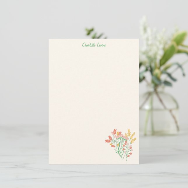 Cartão De Agradecimento Spring Floral Wildflowers Personalized Stationery (Em pé/Frente)
