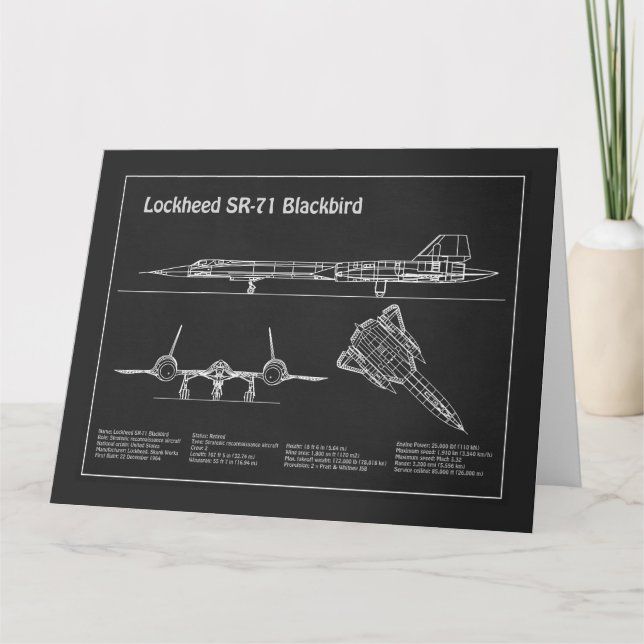 Cartão De Agradecimento SR-71 Blackbird - Planos de bordo PD (Frente)