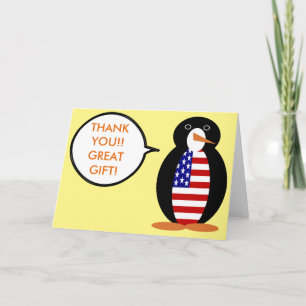 Cartão De Agradecimento Srta. Pinguim Personalizada EUA Fala