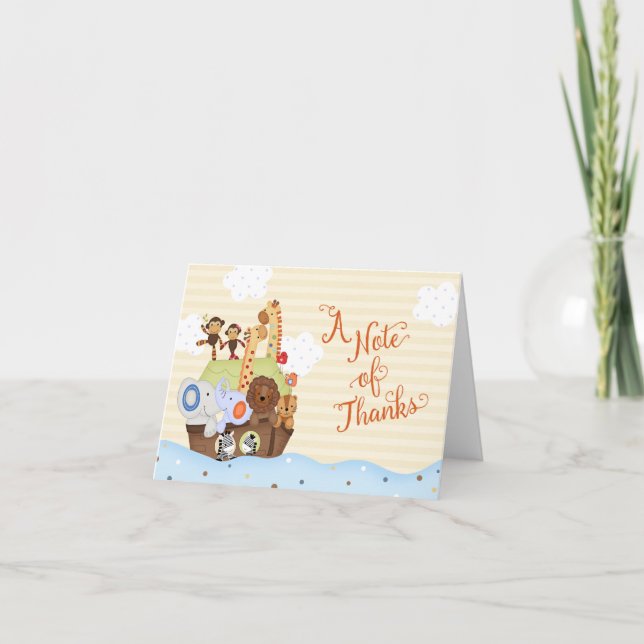 Cartão De Agradecimento SS Noah / Noah's Ark Baby Shower Thank You (Frente)