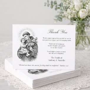Cartão De Agradecimento St. Anthony Jesus Condolências Pêsames Funeral 