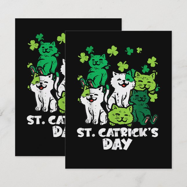 Cartão De Agradecimento St Patricks Catricks Day Cats Saint Pattys (Frente/Verso)