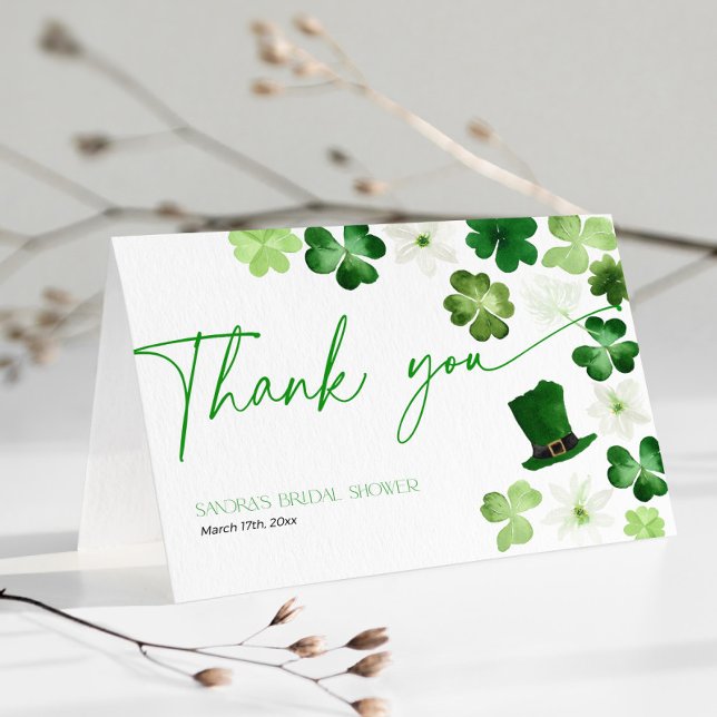 Cartão De Agradecimento St. Patricks Day Bridal Shower Thank You (Thank You Card for Bridal Shower)
