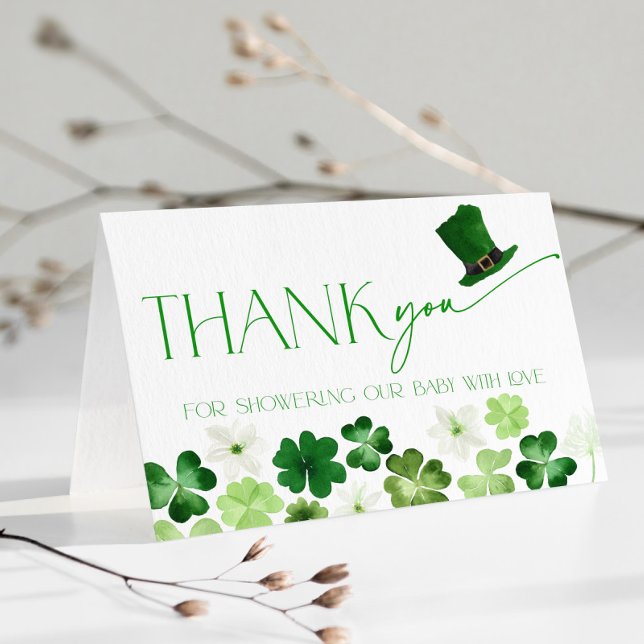 Cartão De Agradecimento St. Patricks Day Green Baby Shower Thank You (St. Patricks Day Thank You Card)