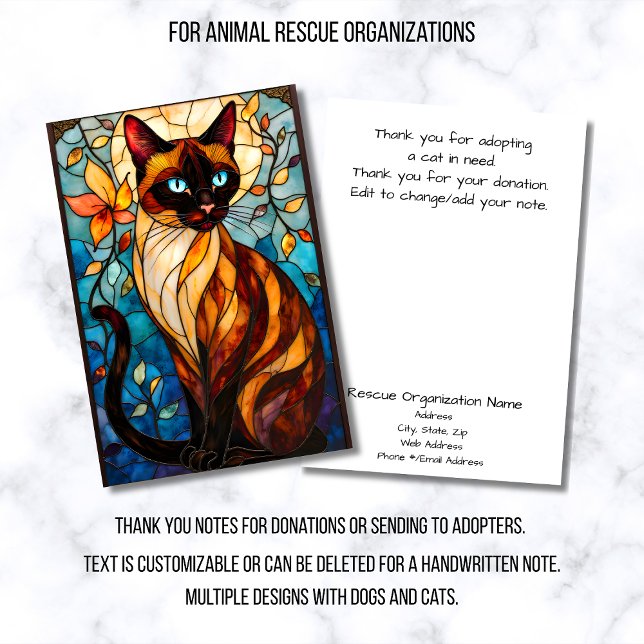 Cartão De Agradecimento Stained Glass Animal Rescue Organization Cat (Criador carregado)