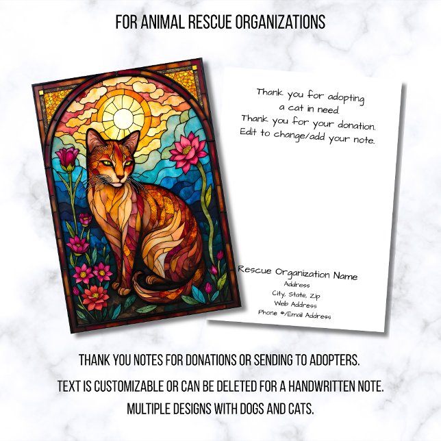 Cartão De Agradecimento Stained Glass Animal Rescue Organization Flat (Criador carregado)