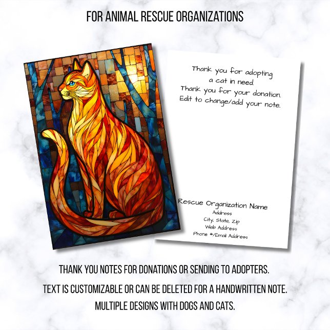 Cartão De Agradecimento Stained Glass Animal Rescue Organization OrangeCat (Criador carregado)