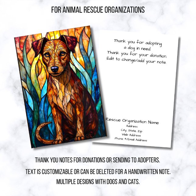 Cartão De Agradecimento Stained Glass Style Dog Rescue Organization (Criador carregado)