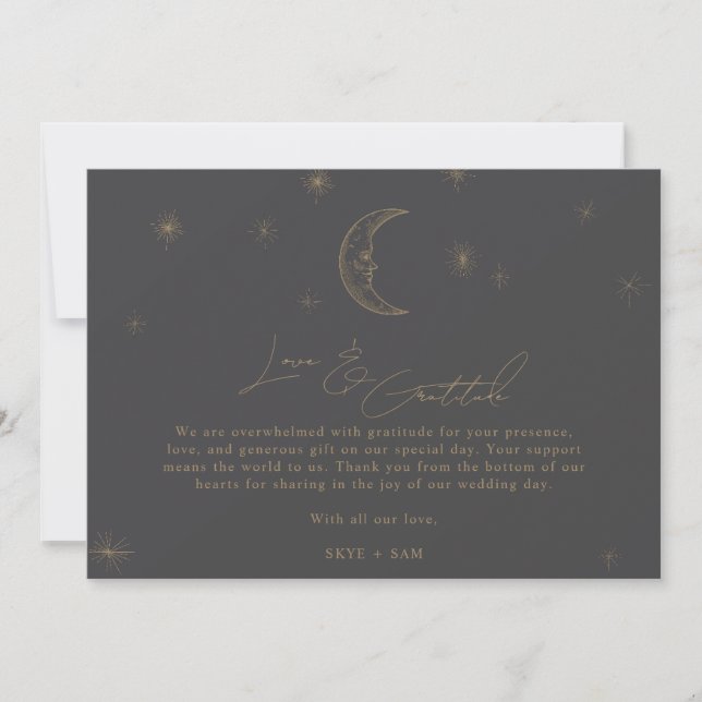 Cartão De Agradecimento Star and Moon Celestial Wedding Photo Thank You  (Frente)