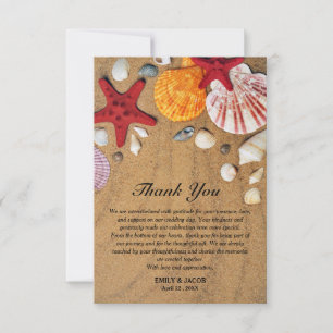 Cartão De Agradecimento Star Fish Seashell Sand Beach Theme Weding Photo