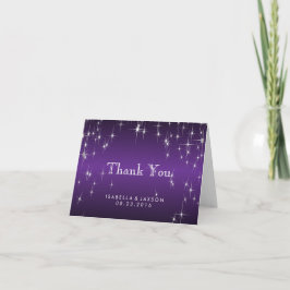 Cartão De Agradecimento Star Lights in Metallic Purple - Thank You