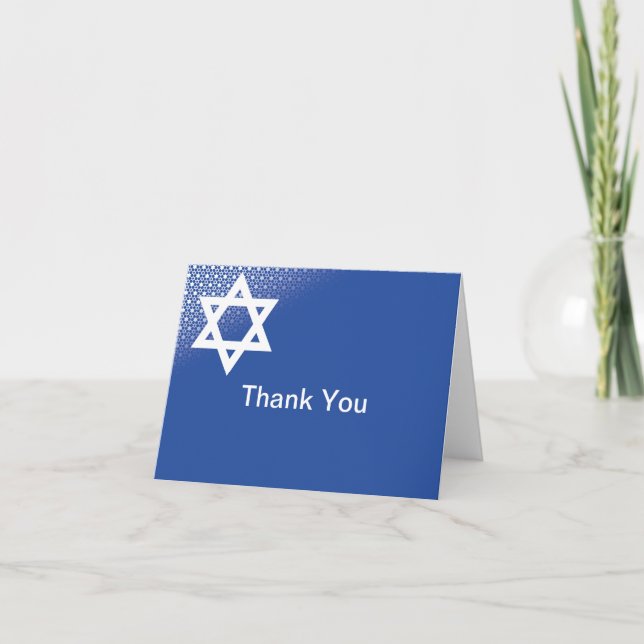 Cartão De Agradecimento Star of David Blue Bar Mitzvah Thank You Card (Frente)