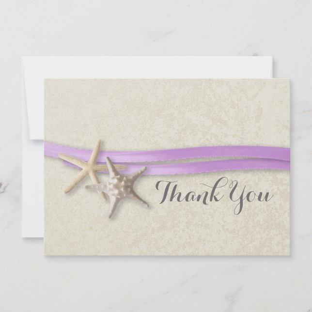 Cartão De Agradecimento Starfish e Ribbon Flat Card Obrigado (Frente)