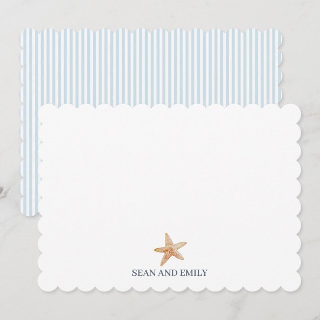 Cartão De Agradecimento Starfish Personalizado Logotipo Aquarela Náutica (Frente/Verso)