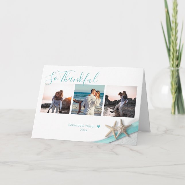 Cartão De Agradecimento Starfish Ribbon e Lace Graças com Foto (Frente)