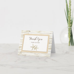 Cartão De Agradecimento Starfish Whitewashed Wood Beach Thank You Card