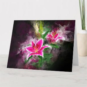 Cartão De Agradecimento Stargazer Lily Flor Watercolor - bb 02