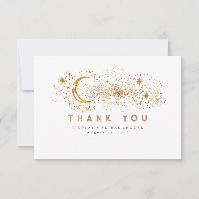 Cartão De Agradecimento Starnight Crescent Moon Small Obrigado (Frente)