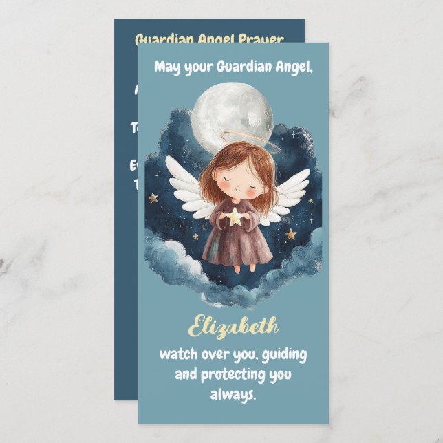 Cartão De Agradecimento Starry Night Guardian Angel for Gilrl Bookmark (Frente/Verso)