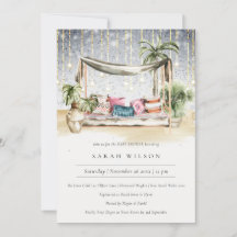 Starry Night Tropical Cabana Chá de fraldas Invite