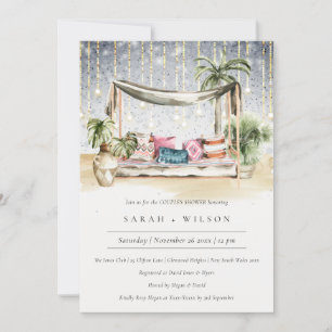 Cartão De Agradecimento Starry Night Tropical Cabana Chá Invite