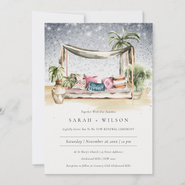 Cartão De Agradecimento Starry Night Tropical Cabana Vow Renewate (Frente)