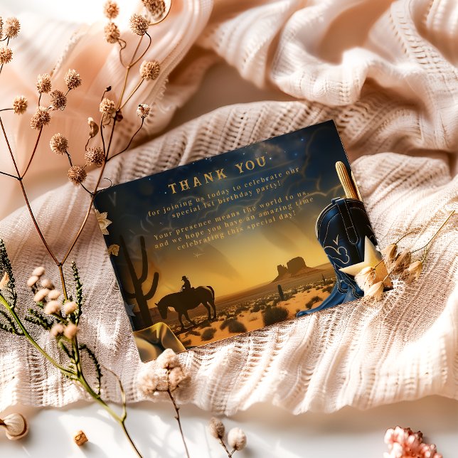 Cartão De Agradecimento Starry Western Cowboy 1st Birthday Rodeo (Criador carregado)