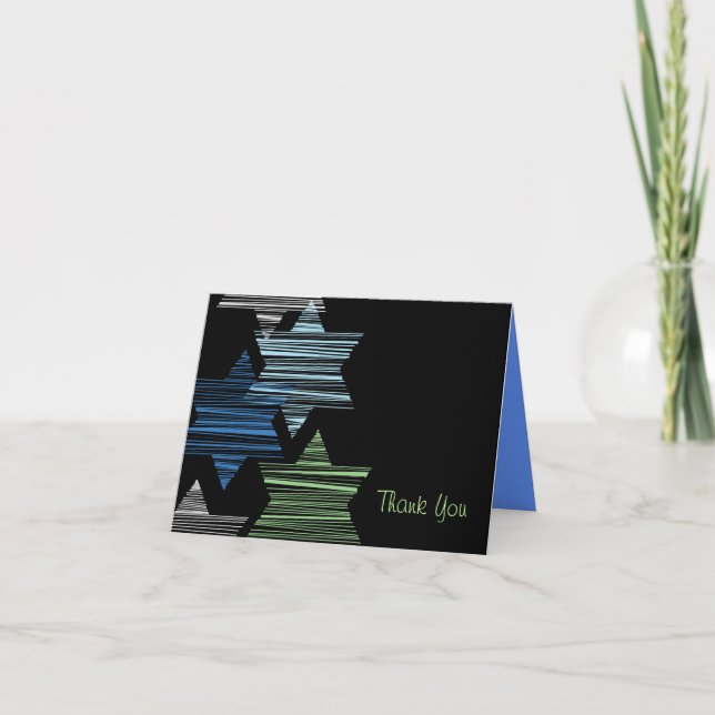 Cartão De Agradecimento STARS CONECTING Bat Bar Mitzvah Thank You Card (Frente)