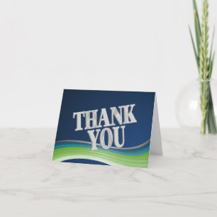 Cartão De Agradecimento Steel Blue and Green Wave Thank You
